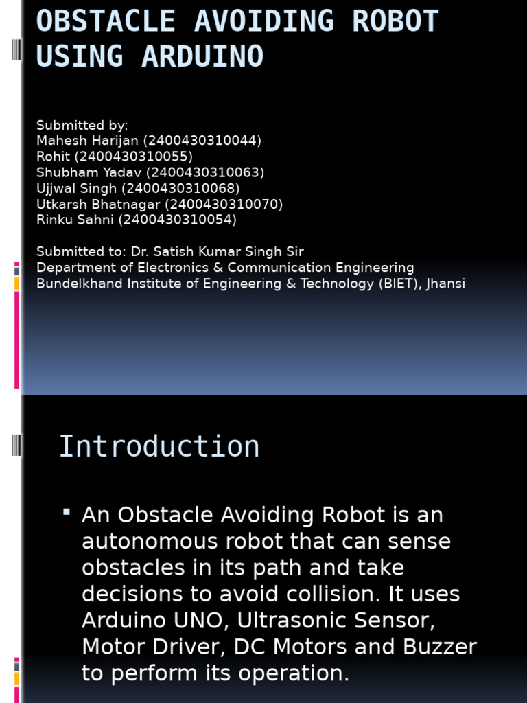 Obstacle Avoiding Robot with Arduino | PDF | Arduino | Computer Engineering