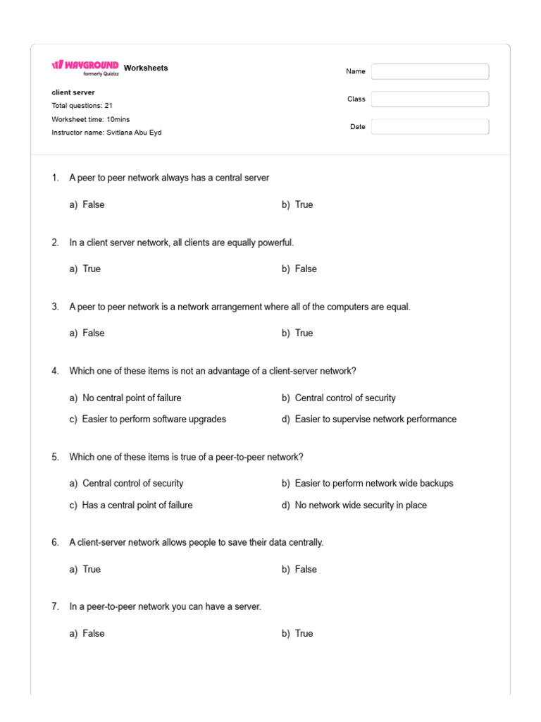 Client-Server vs Peer-to-Peer Quiz | PDF | Client–Server Model | Peer ...