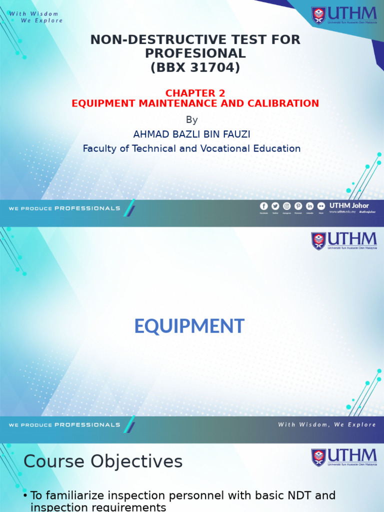 NDT Equipment Maintenance & Calibration Guide | PDF | Calibration ...