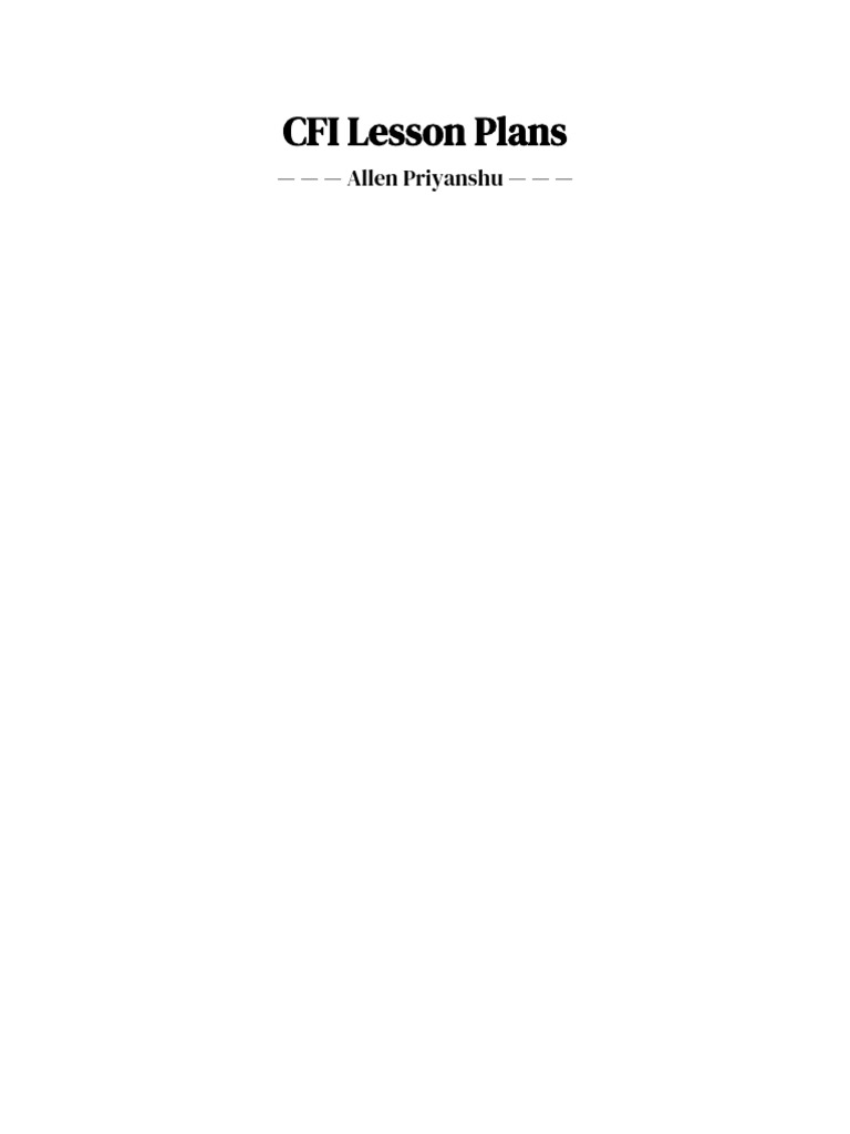 CFI Lesson Plans for Effective Training | PDF | Flight Instructor ...