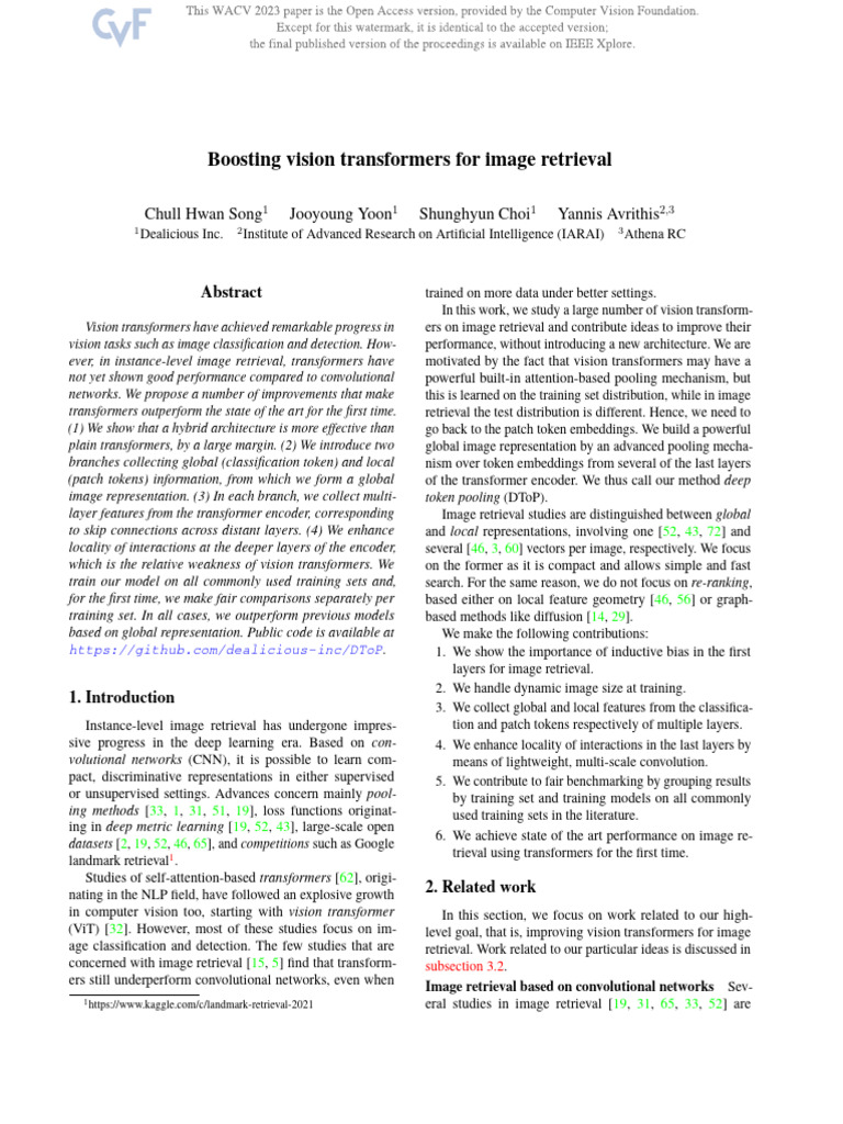 Song Boosting Vision Transformers For Image Retrieval WACV 2023 Paper ...