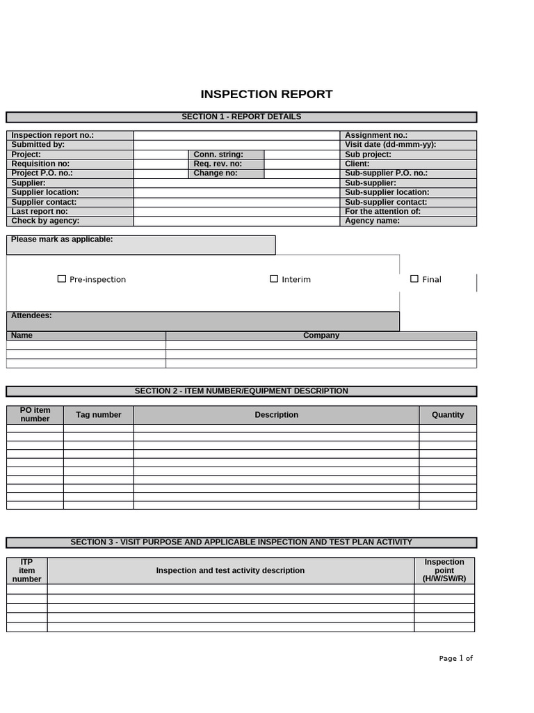 Inspection Report Template | PDF