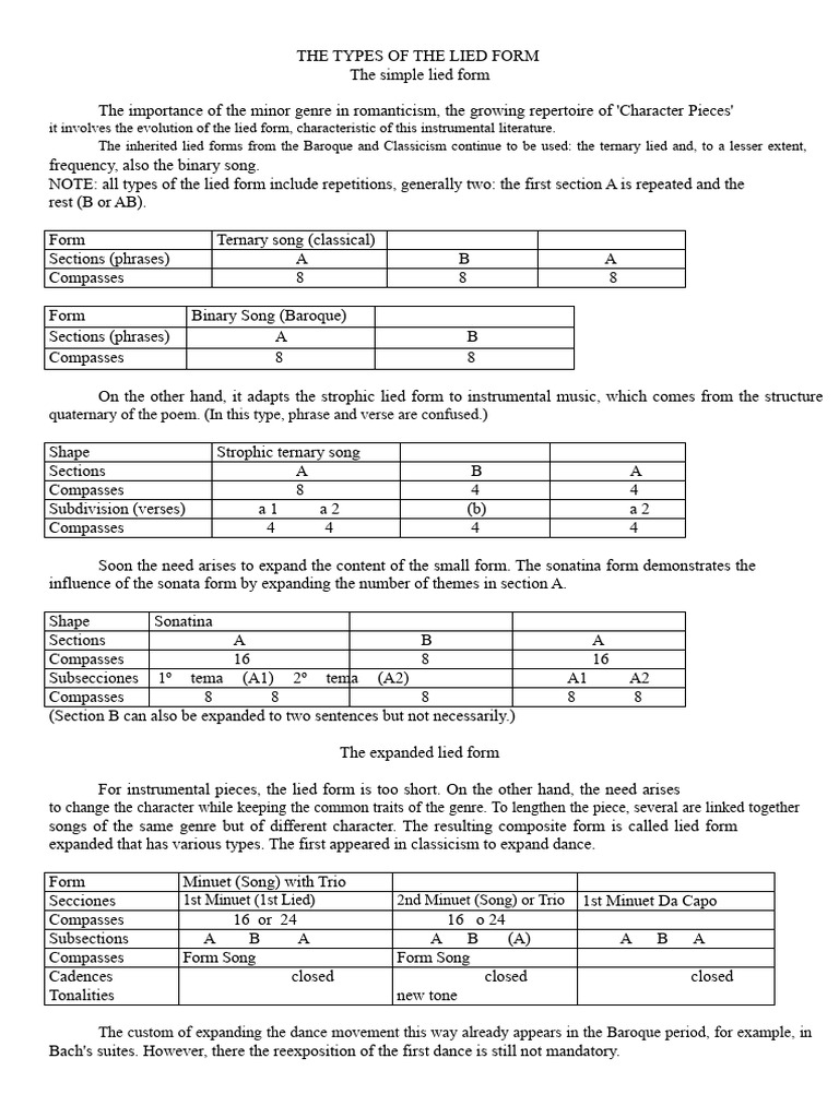 Types of Lied Forms Explained | PDF | Music Theory | Musicology