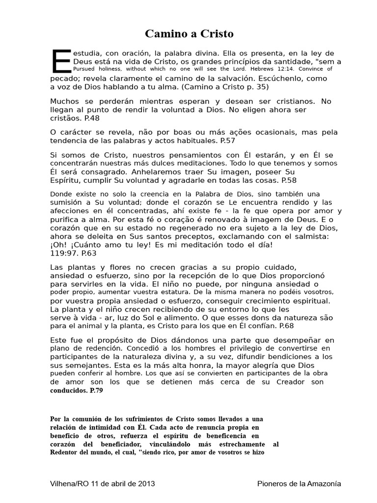 Camino a Cristo: Principios de Fe y Santidad | PDF | Cristo (título) | Dios