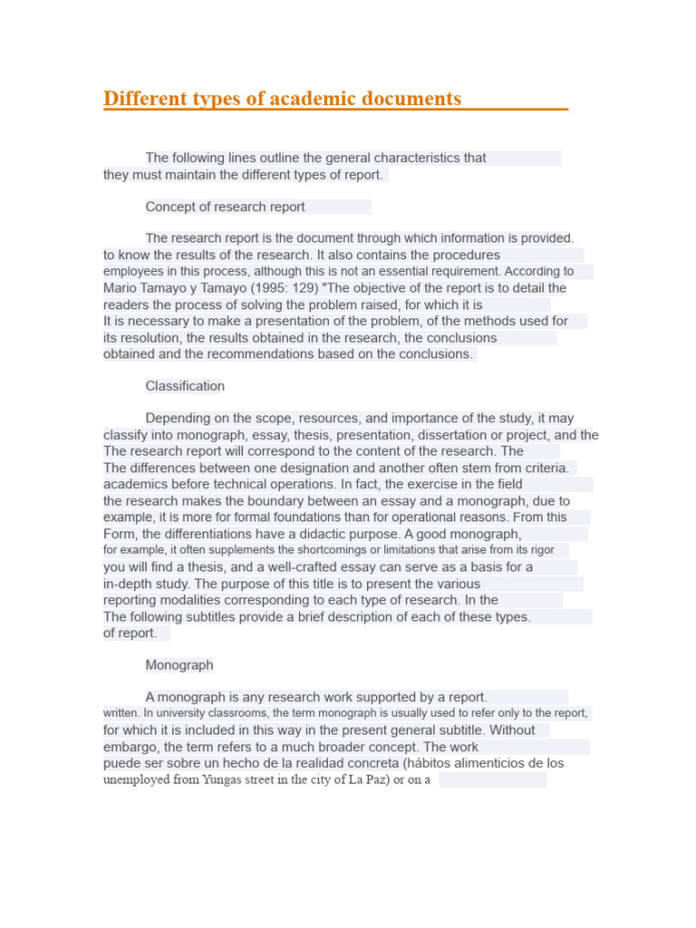 Types of Academic Documents Explained | PDF | Thesis | Hypothesis