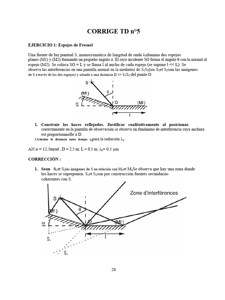 Corrige TD5 | PDF | Interferometría | Óptica