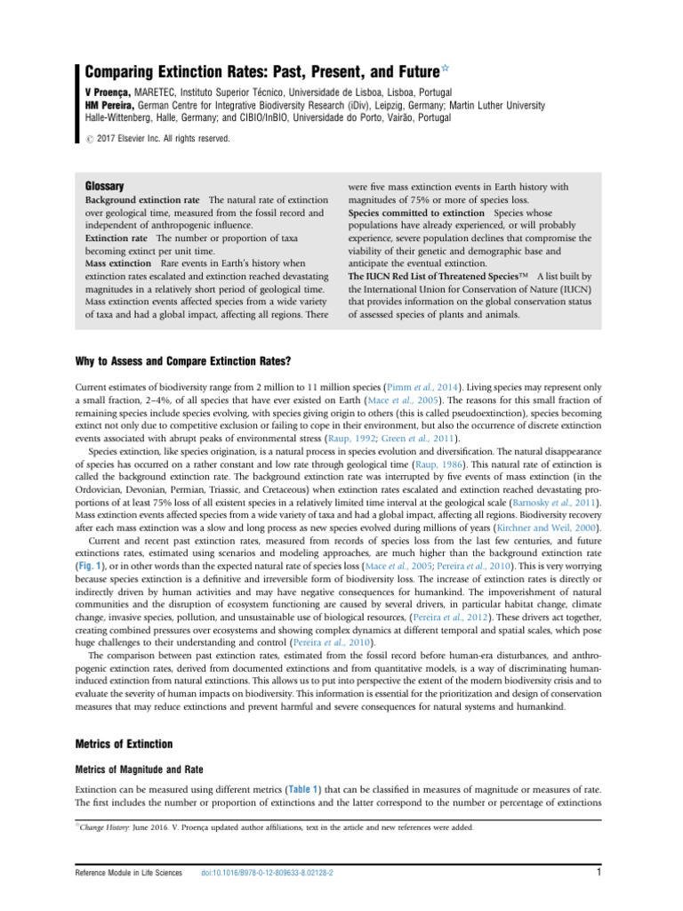 Comparing Extinction Rates_Past, Present, and Future | PDF | Extinction ...