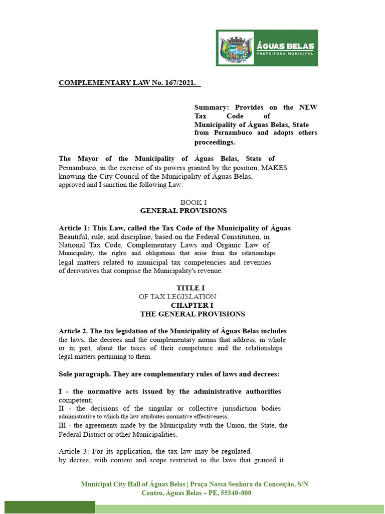 Law 1672021 Tax Code | PDF | Taxes | Payments