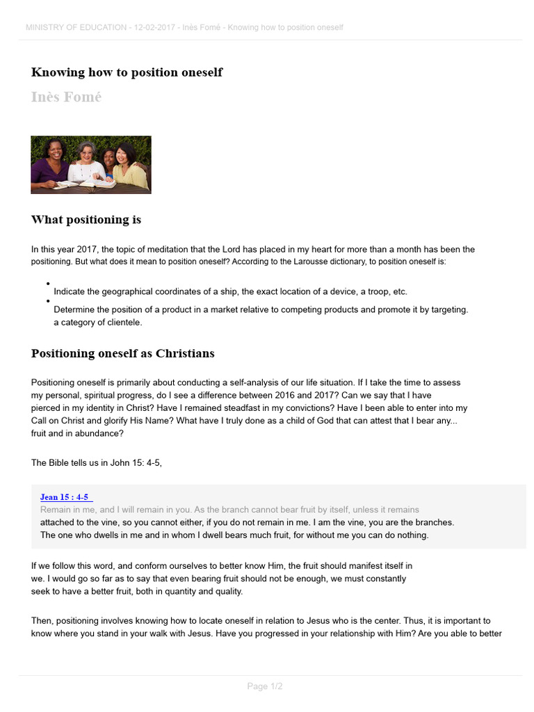 Christian Self-Positioning Guide | PDF | God In Christianity | Jesus