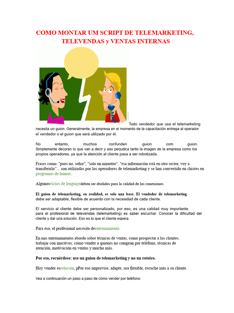 Guía para Crear un Script de Telemarketing | PDF | Ventas | Cliente