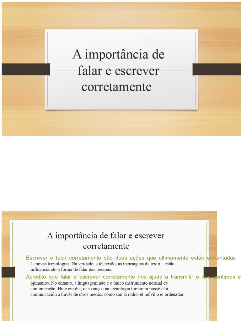 A importância de falar e escrever corretamente | PDF