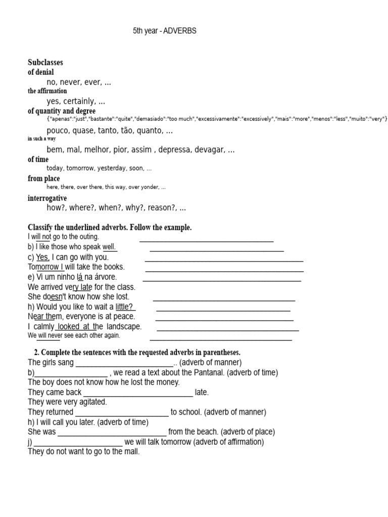 Adverbs 5th Grade | PDF | Semantic Units | Language Mechanics