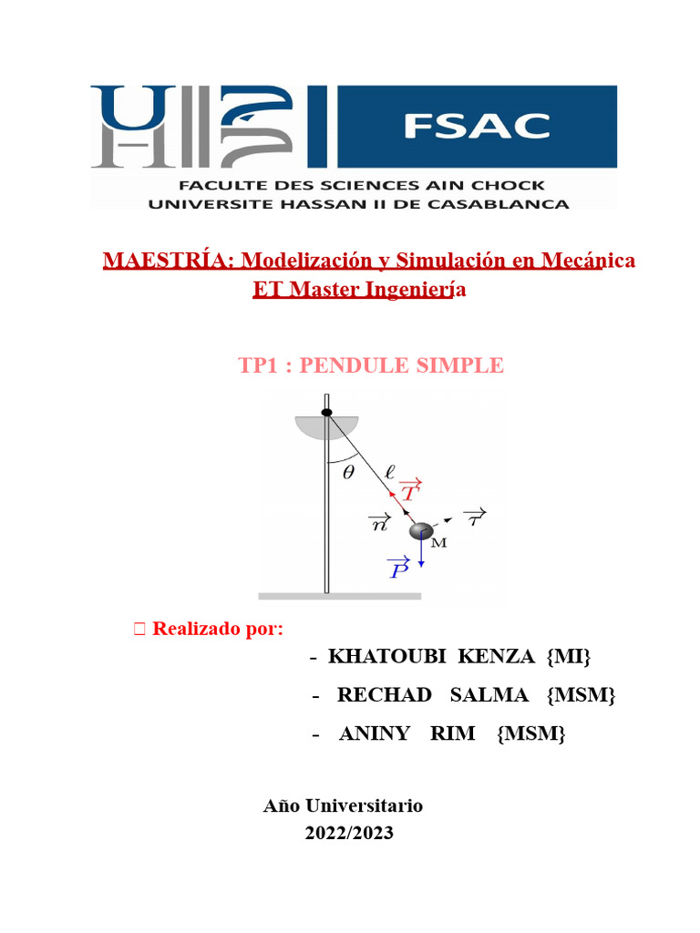 Mini Proyecto Péndulo Simple | PDF | Péndulo | Oscilación