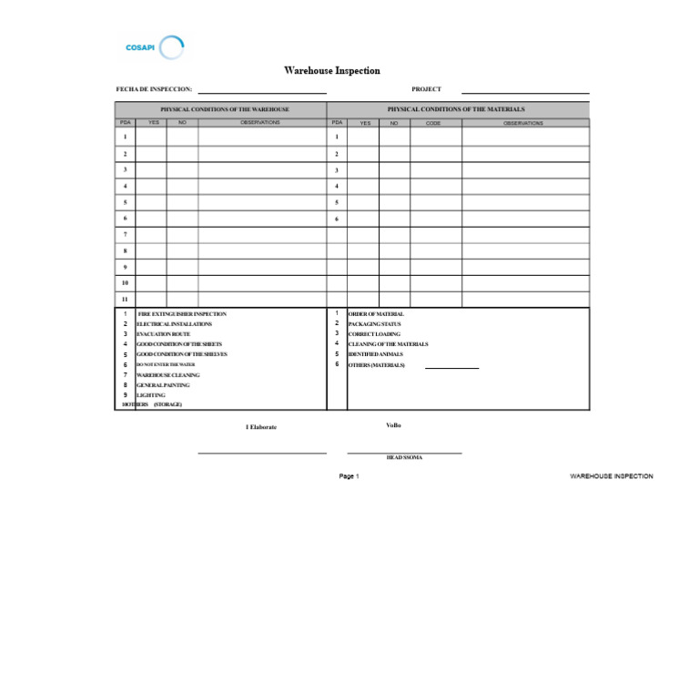 Warehouse Inspection Checklist Guide | PDF