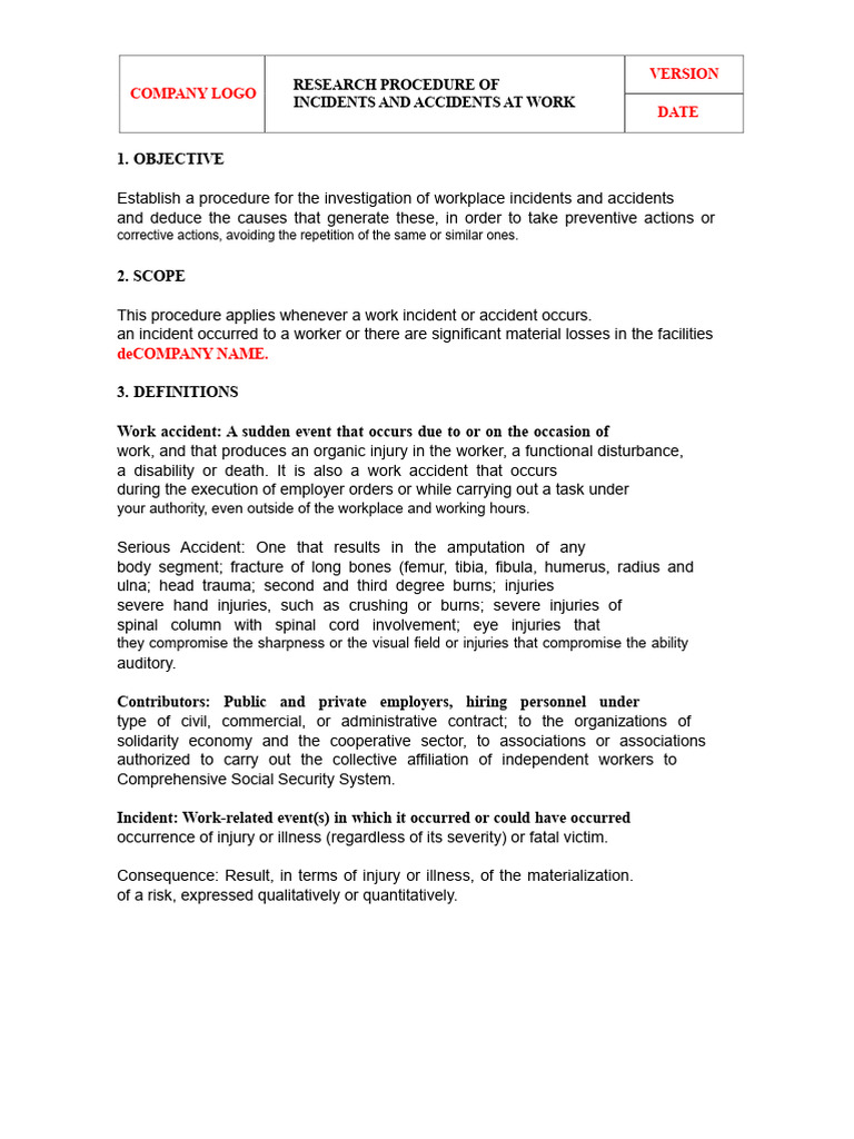 Workplace Incident Investigation Procedure | PDF | Occupational Safety ...