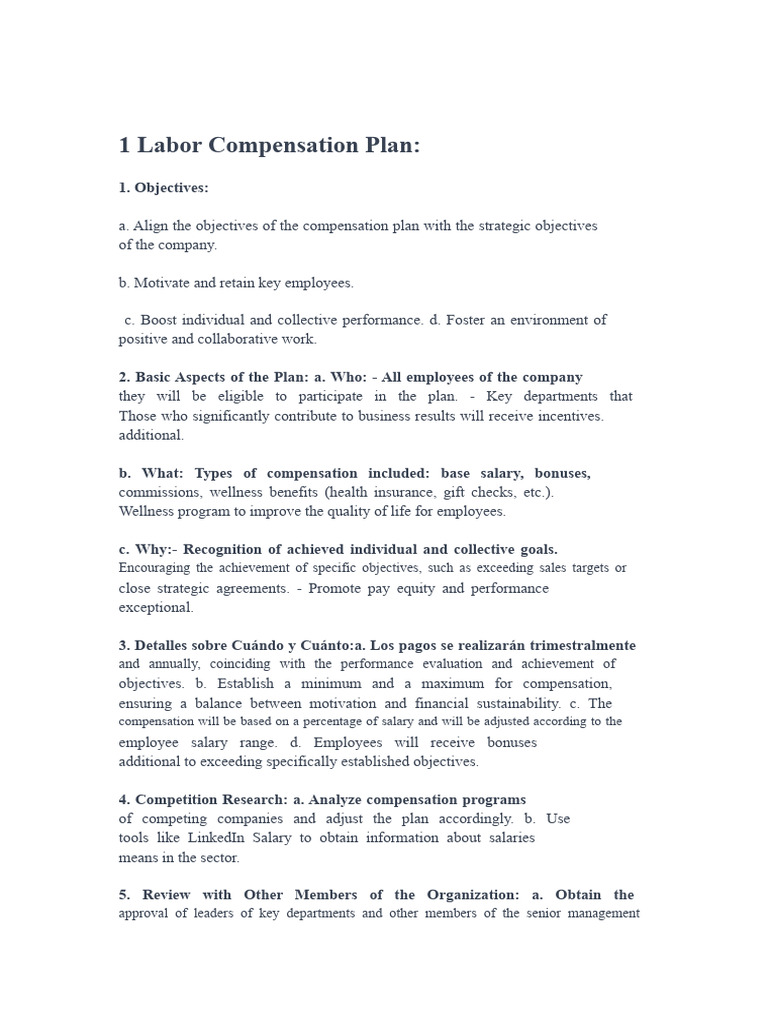 Examples of Compensation Plans | PDF | Employment | Employee Retention