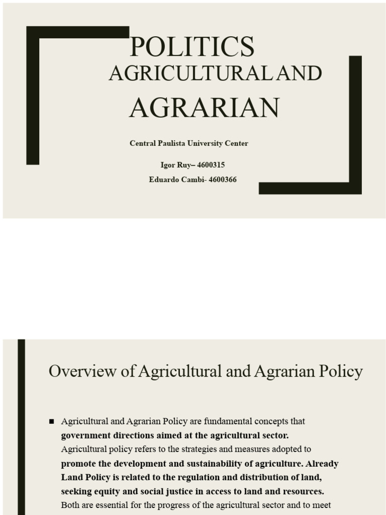 Overview of Agricultural Policies | PDF | Agriculture | Policy
