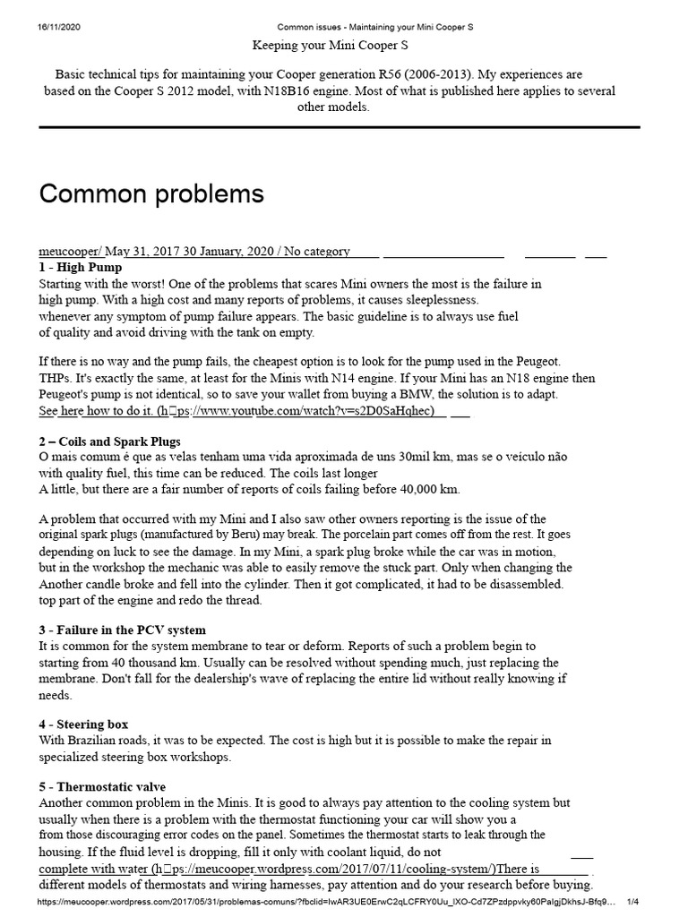 Common Problems – Maintaining Your Mini Cooper S | PDF | Thermostat ...