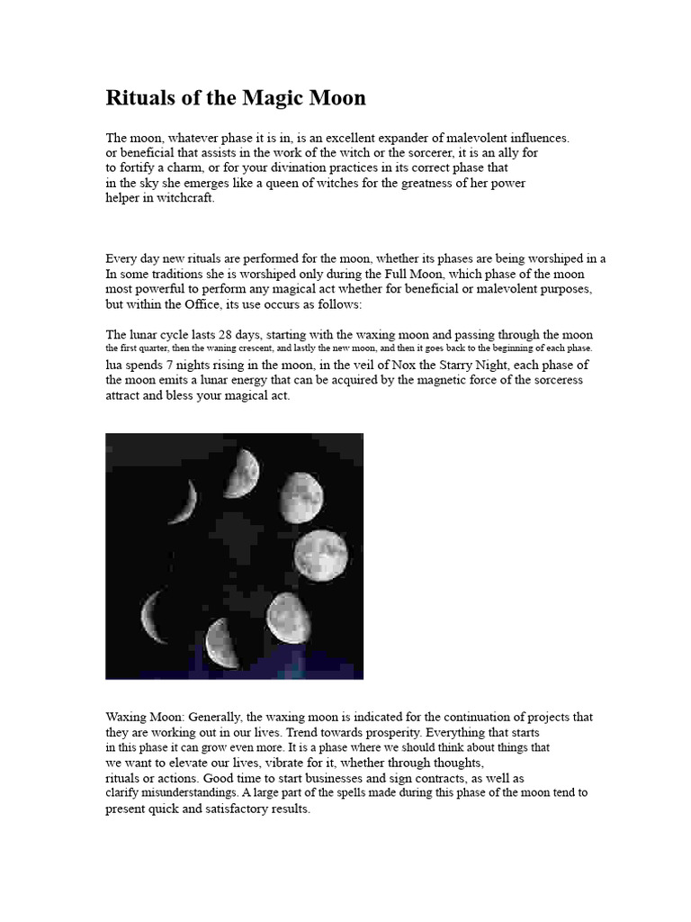 Moon Phases and Witchcraft Rituals | PDF | Moon | Witchcraft