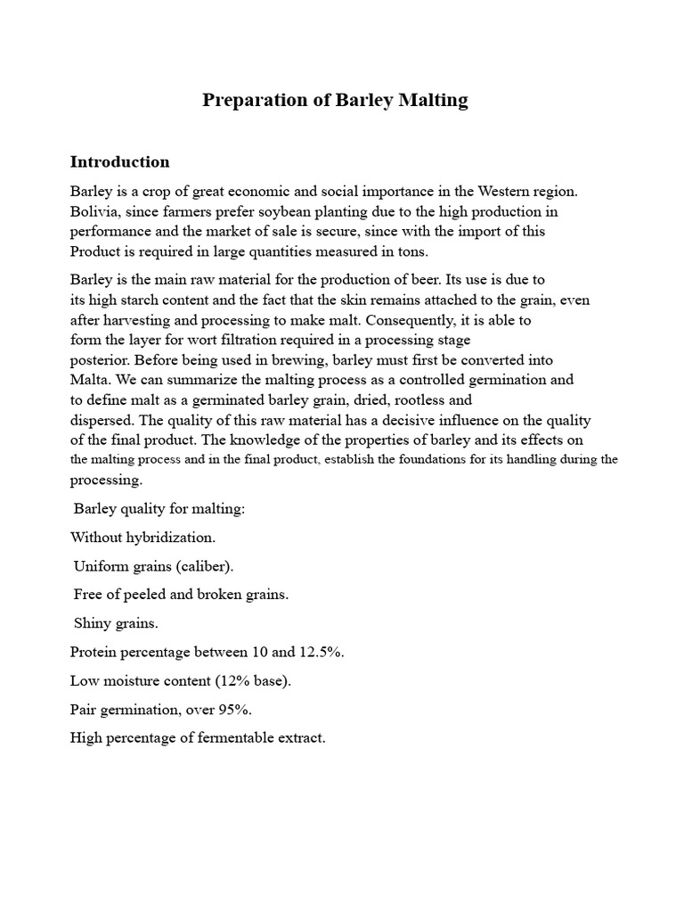 Preparation of Barley Malting | PDF | Malt | Seed