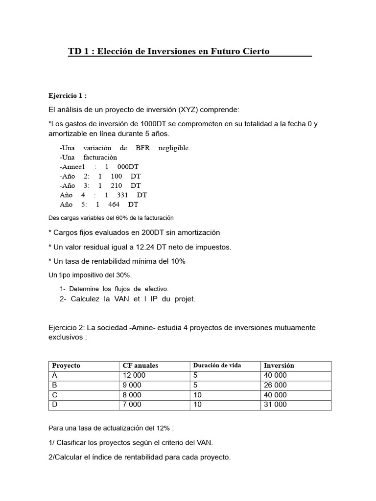 Análisis de Proyectos de Inversión y VAN | PDF | Tasa interna de ...
