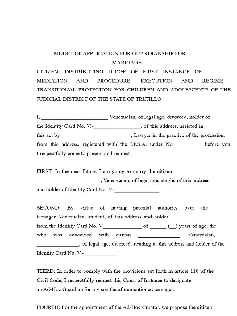 Model of Written Request For Guardianship For | PDF | Identity Document ...