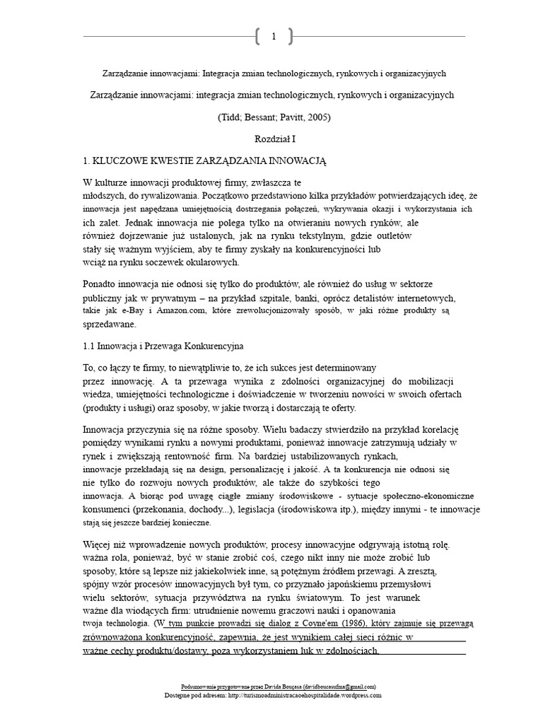 Streszczenie Tidd Bessant Pavitt 20052 | PDF