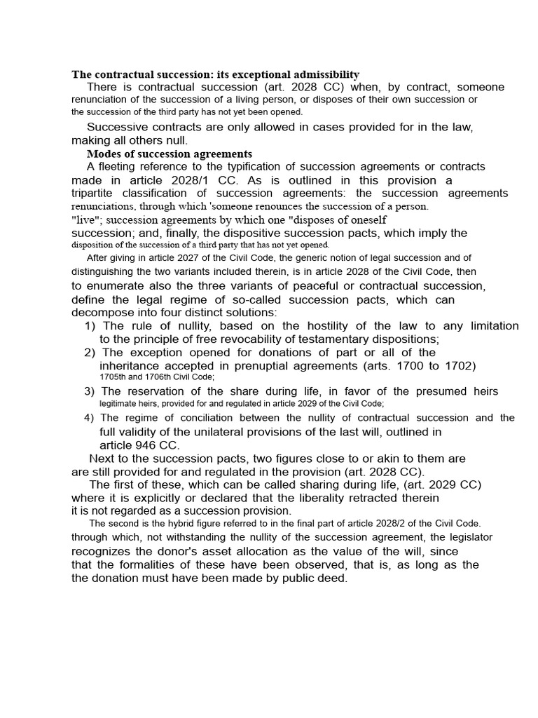 Understanding Contractual Succession Law | PDF | Common Law | Civil Law ...