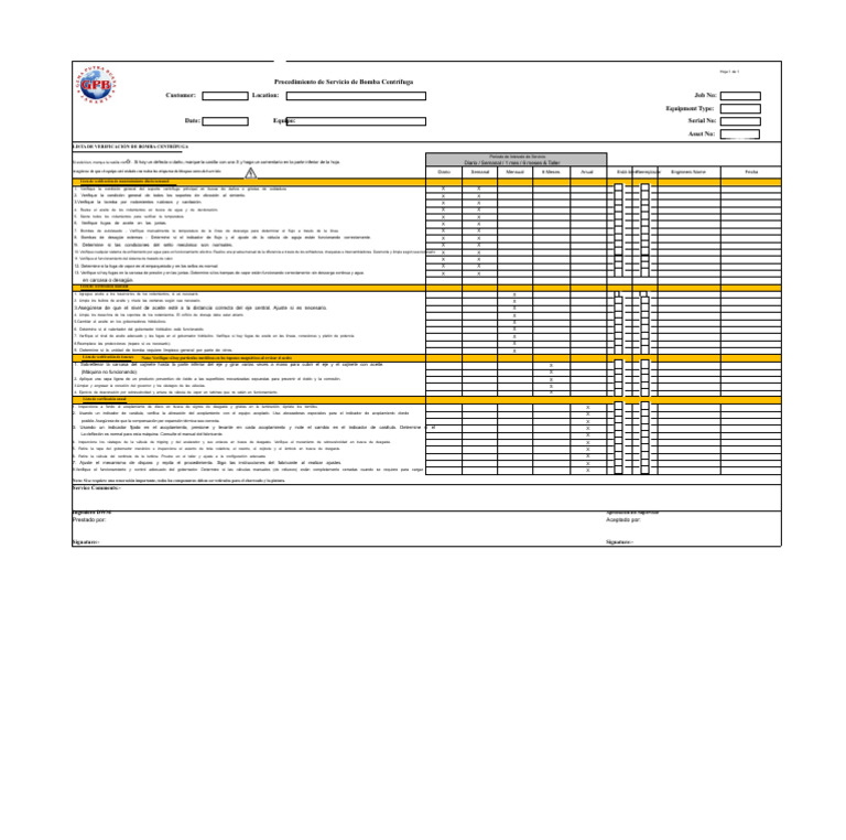 Checklist de Mantenimiento de Bomba Centrífuga | PDF | Rodamiento ...