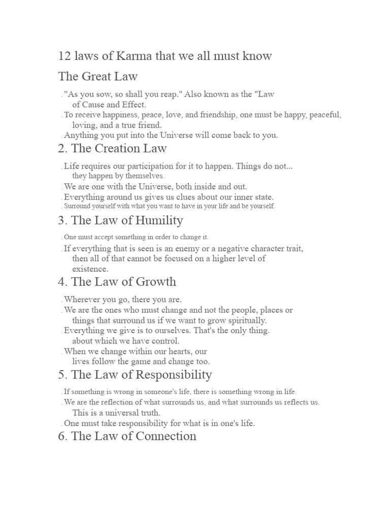 12 Essential Laws of Karma Explained | PDF | Love | Psychology