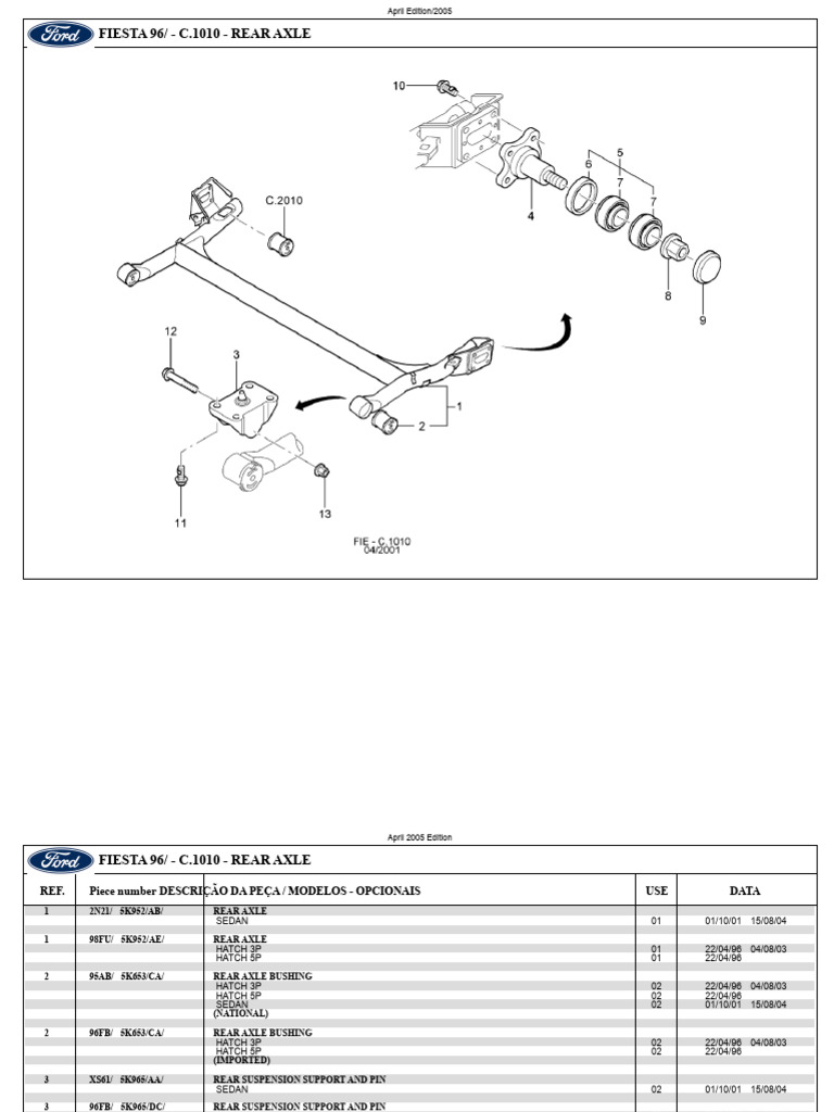 Fiesta 96 Rear Axle & Suspension Parts | PDF | Axle | Vehicle Technology
