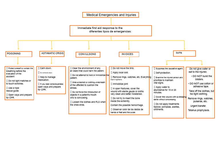 Concept Map of First Aid | PDF | Cardiopulmonary Resuscitation | Burn