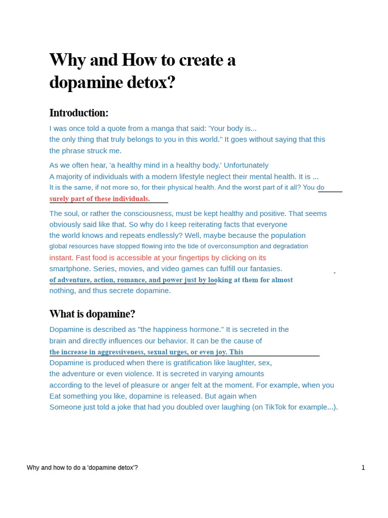 Guide to Dopamine Detox Benefits | PDF | Dopamine | Psychological Concepts