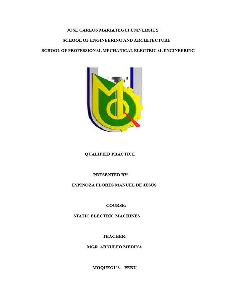 QUALIFIED PRACTICE I STATIC ELECTRIC MACHINES | PDF | Transformer ...