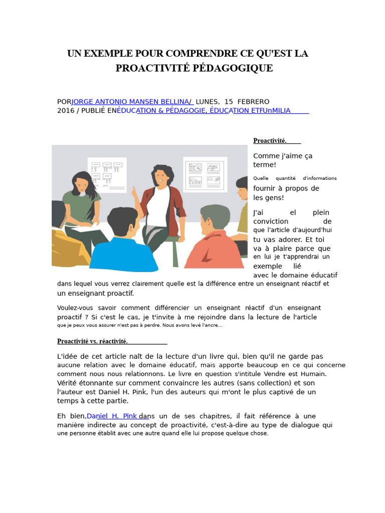 Différence entre enseignant proactif et réactif | PDF | Pédagogie