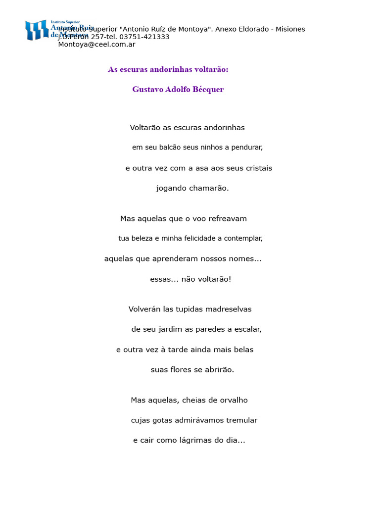 As escuras andorinhas voltarão | PDF