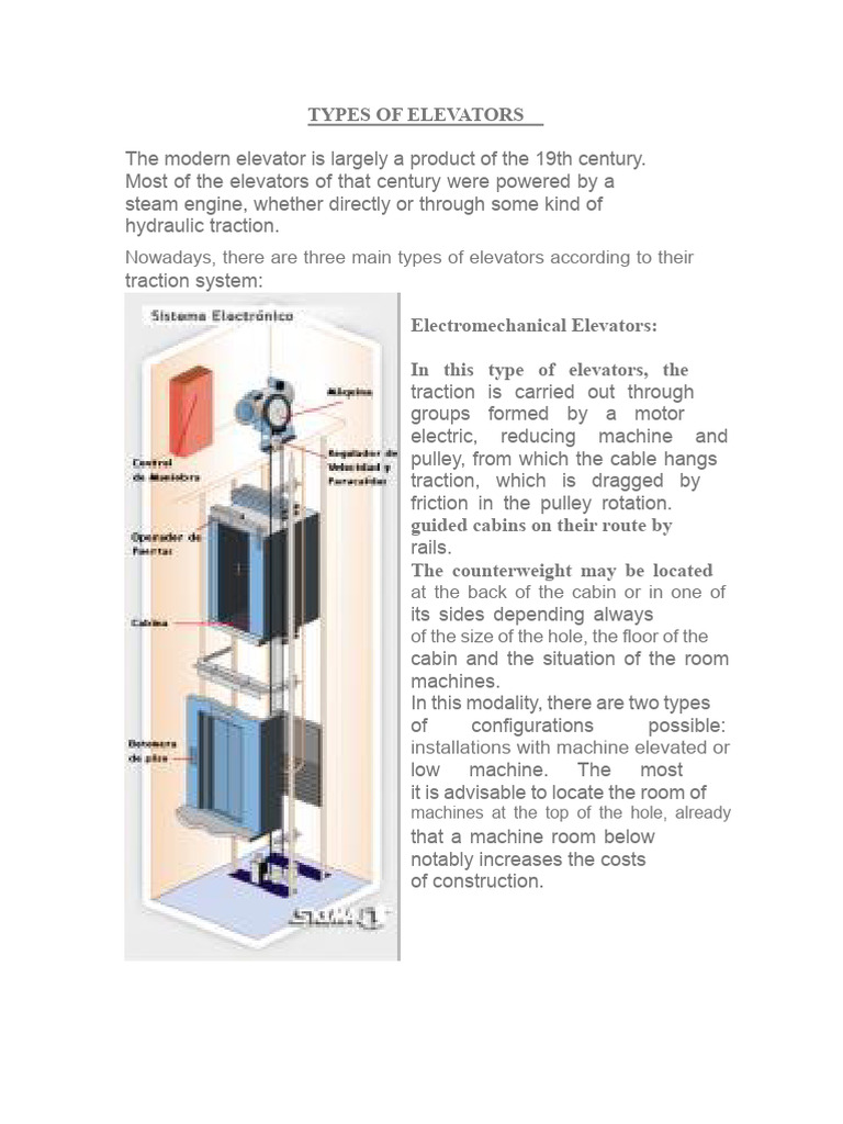 Types of Elevators Explained | PDF | Elevator | Engines