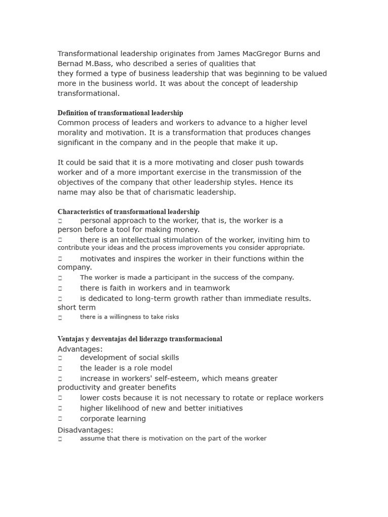 Understanding Transformational Leadership | PDF | Leadership ...