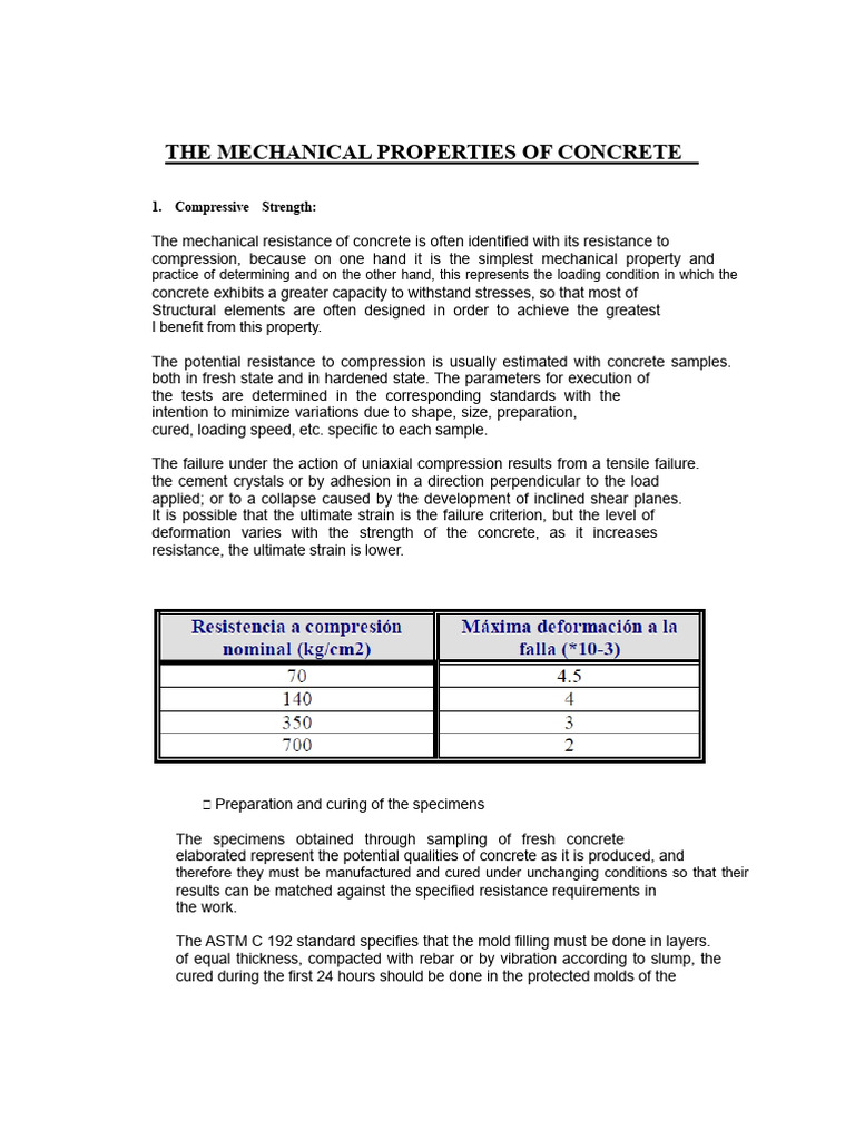 Mechanical Properties of Concrete Explained | PDF | Deformation ...