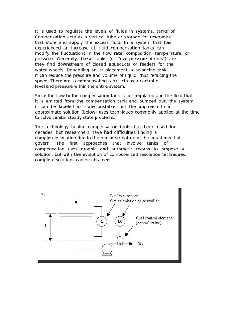 Compensation Tanks in Fluid Systems | PDF | Water | Fluid Dynamics