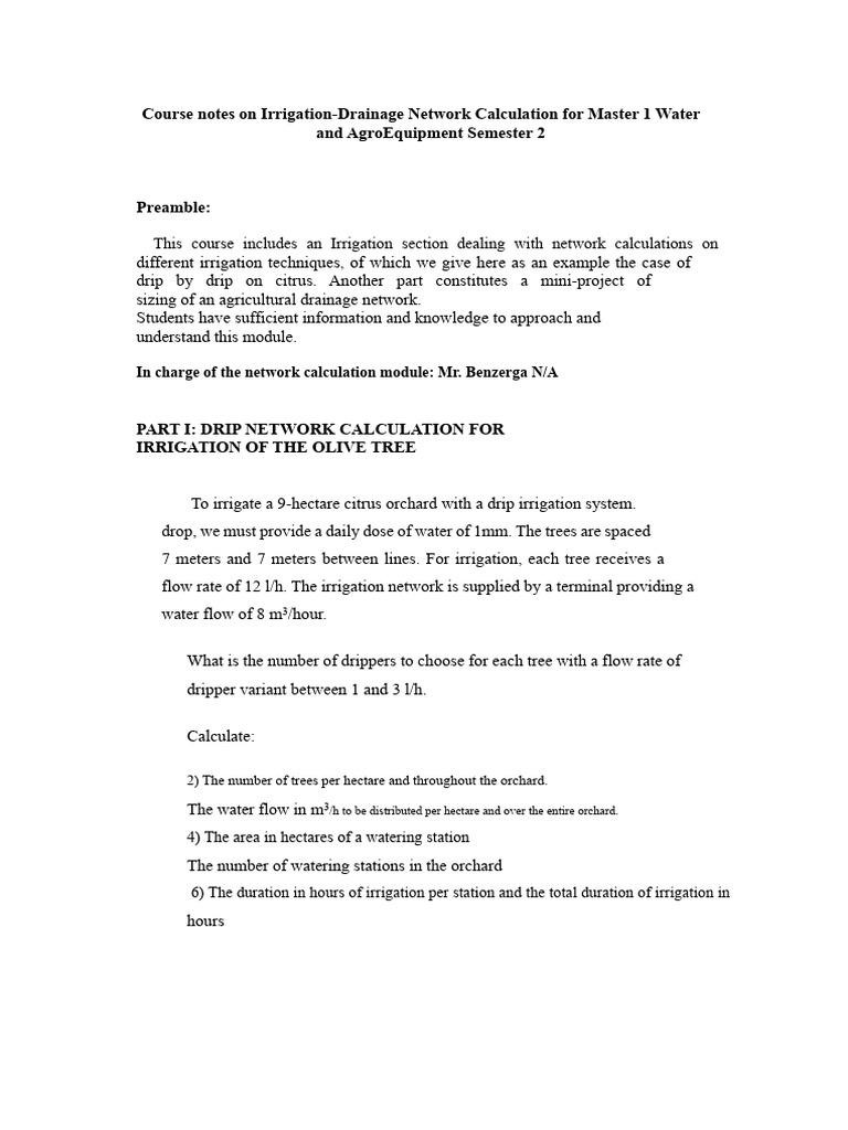 Irrigation and Drainage Network Calculations | PDF | Water And The ...