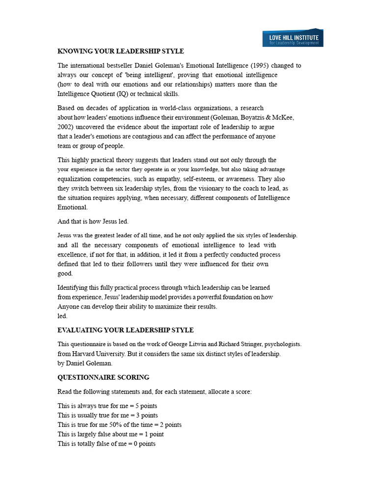 Understanding Leadership Styles | PDF | Emotional Intelligence ...