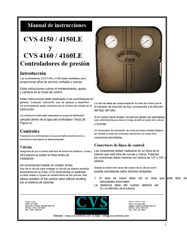Controlador de Presión CVS 4150 4160 Abril 2019 | PDF | Filtración ...
