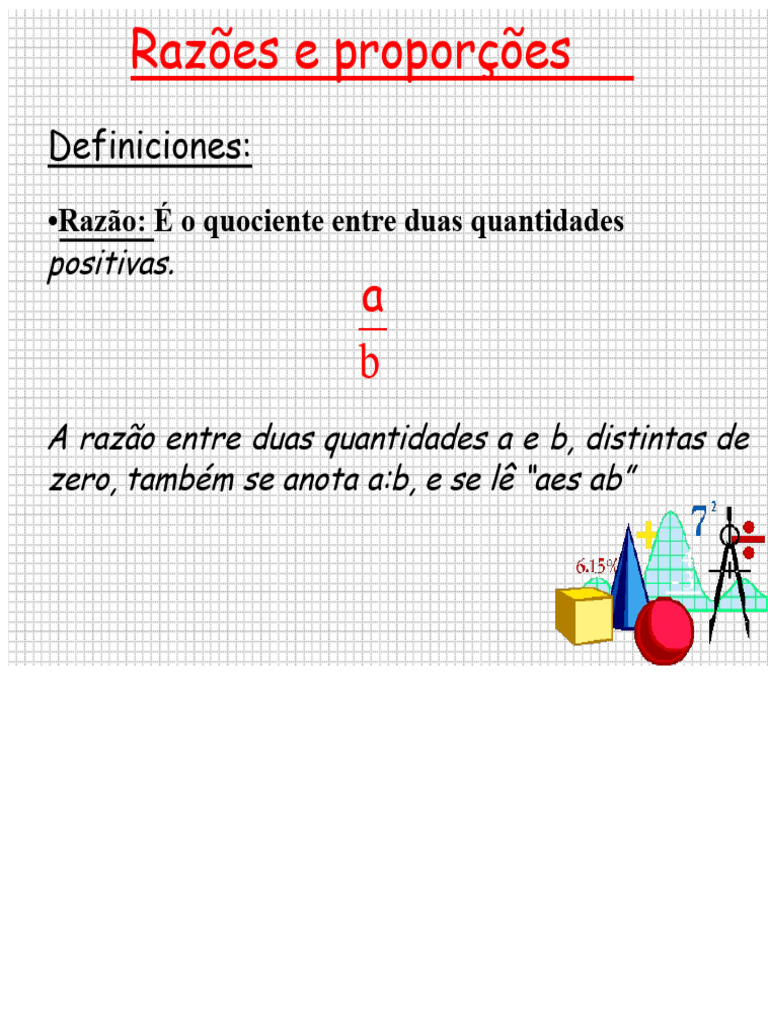 Razões e Proporções: Definições e Exemplos | PDF