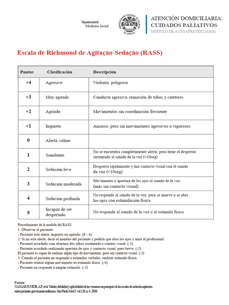 Escala de Rass | PDF | Medicina CLINICA | Ciencias del comportamiento