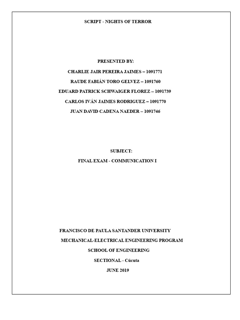 SCRIPT FOR NIGHTS OF TERROR | PDF | Paranormal