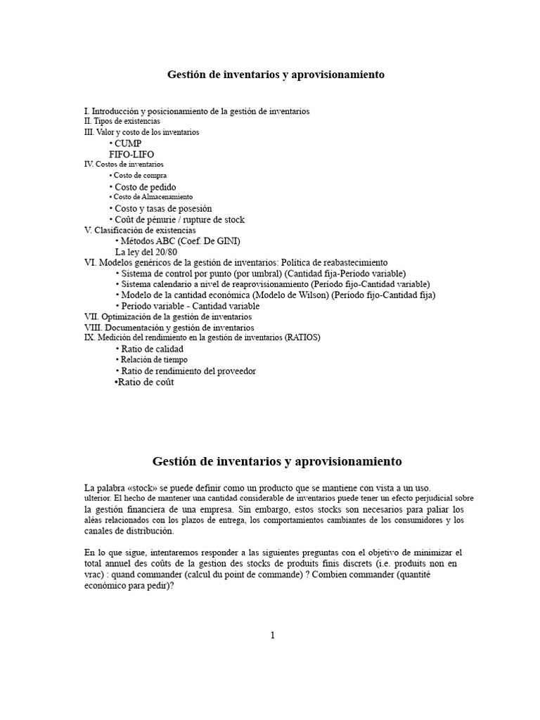 Gestión de Inventarios y Aprovisionamiento | PDF | Business | Obtención