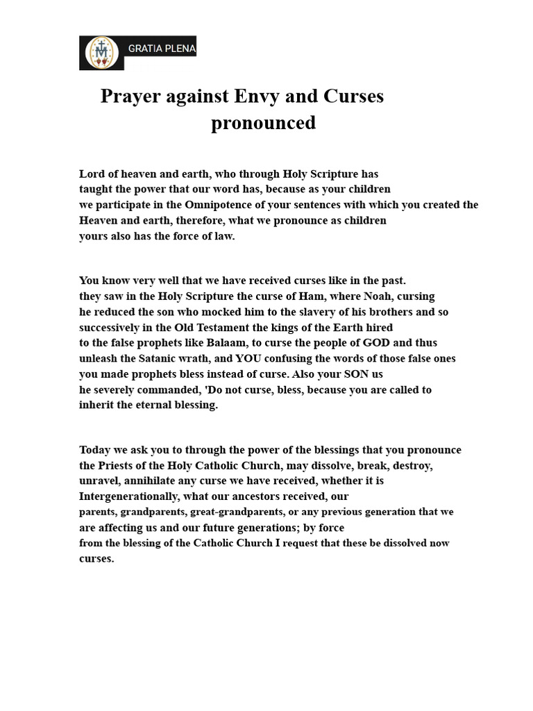 Prayer to Overcome Envy and Curses | PDF | Blessing | Curse