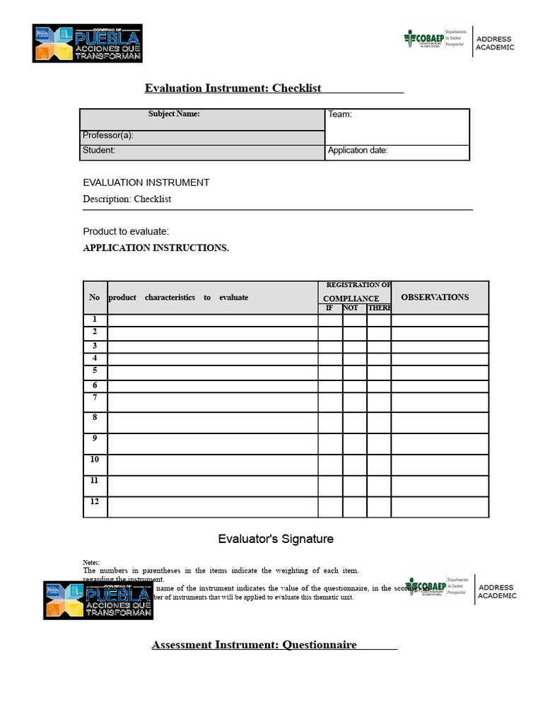 Evaluation Instruments Format | PDF | Learning | Evaluation