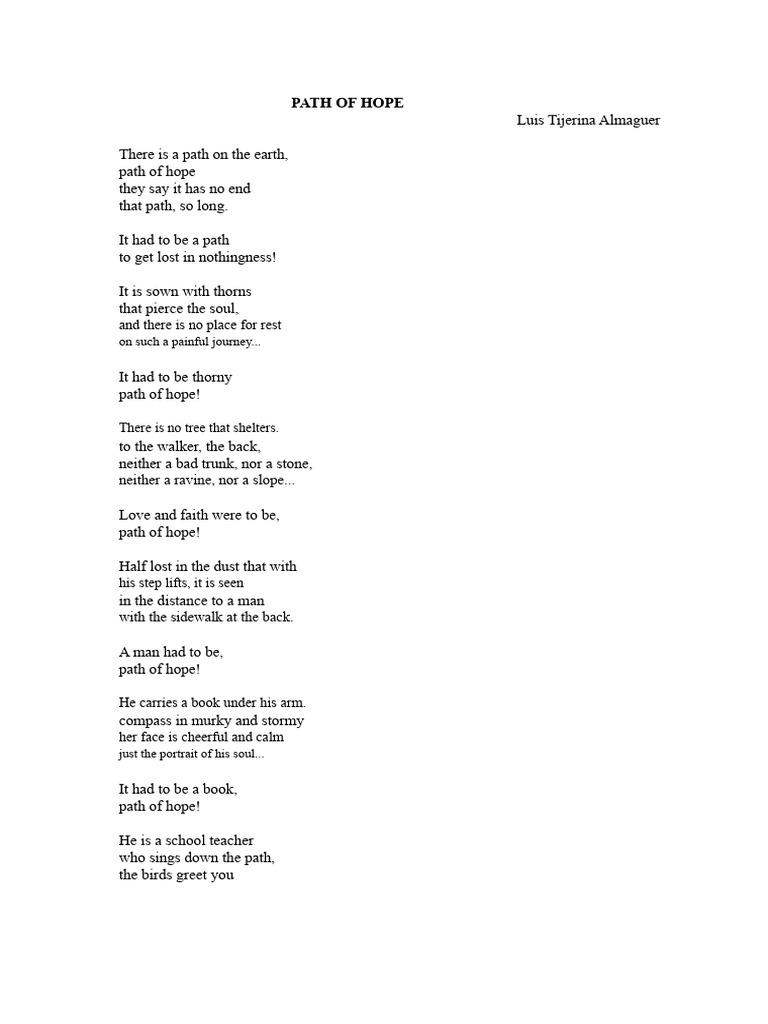 Path of Hope: A Poetic Journey | PDF